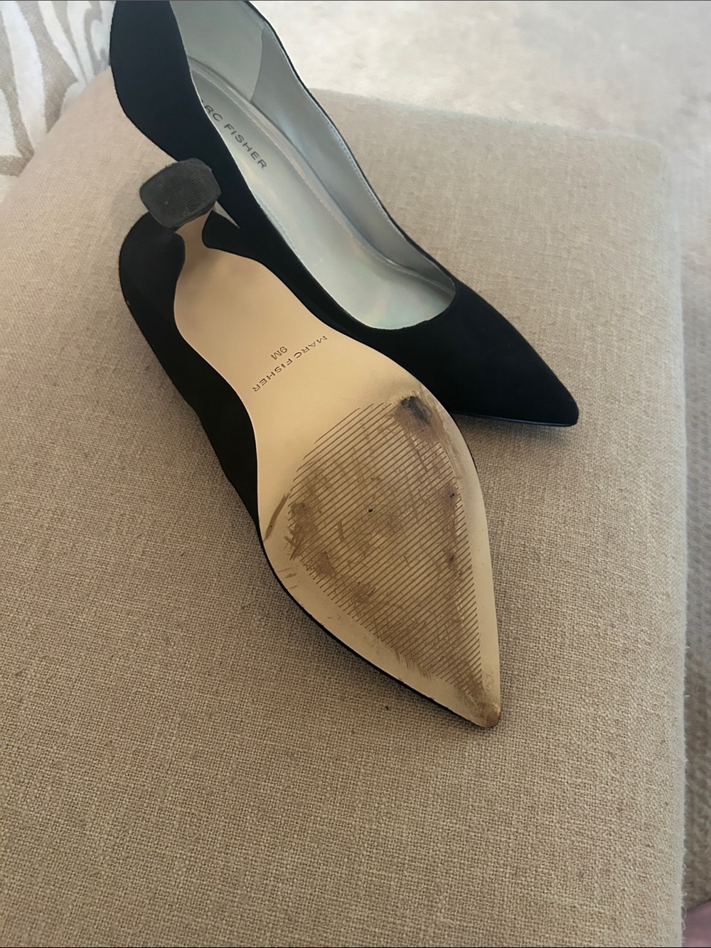 Marc Fisher Black Pointed-Toe Suede Pumps - Picture 4 of 4